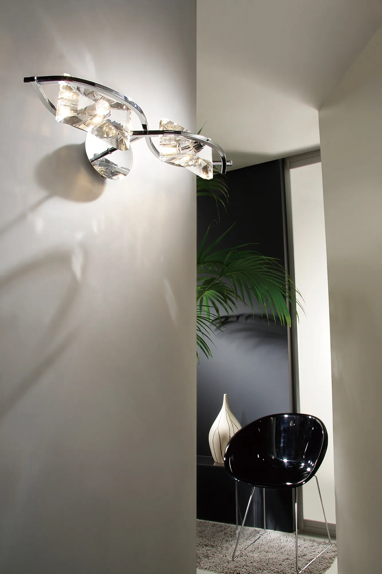 Kromo Polished Chrome Wall Lights Mantra Flush Wall Lights